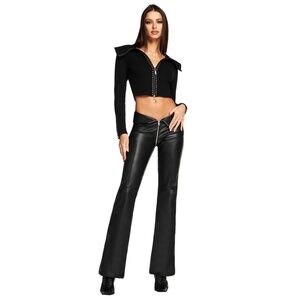 I AM GIA Roy Faux Leather Flare Zipper Pants sz S y2k punk